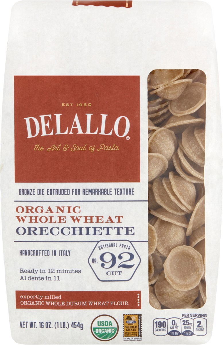 slide 1 of 10, Delallo Pasta Whole Wheat Orecchiette - 16 Oz, 16 oz