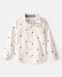 Oshkosh Toddler Boy Train Print Button-Down Shirt - White White 4T