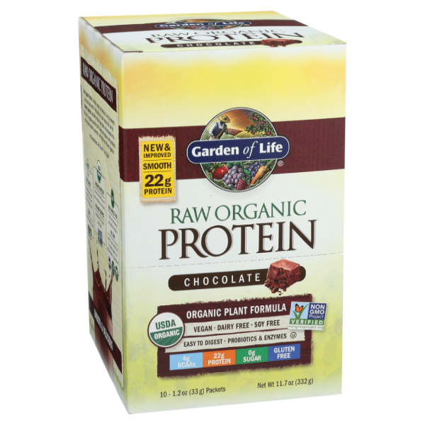 slide 1 of 1, Garden of Life Raw Protein Chocolate Packets, 10 ct; 1.2 oz