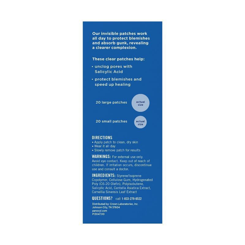 slide 4 of 9, PanOxyl Daytime Invisible Patches w/ Salicylic Acid, 40 count, 40 ct