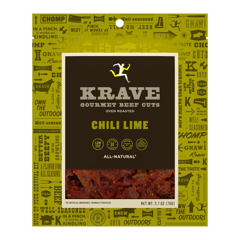 slide 1 of 4, Krave Jerky Chili Lime Beef Cuts, 2.7 oz