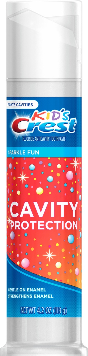 slide 4 of 6, Crest Kid's Cavity Protection Toothpaste Pump (children and toddlers 2+), Sparkle Fun Flavor, 4.2 ounces, 4.2 oz
