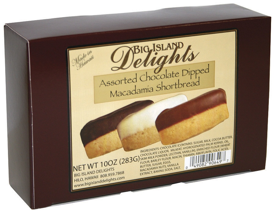 slide 1 of 1, Big Island Delights Chocolate-Dipped Macadamia Shortbread Cookies, 
