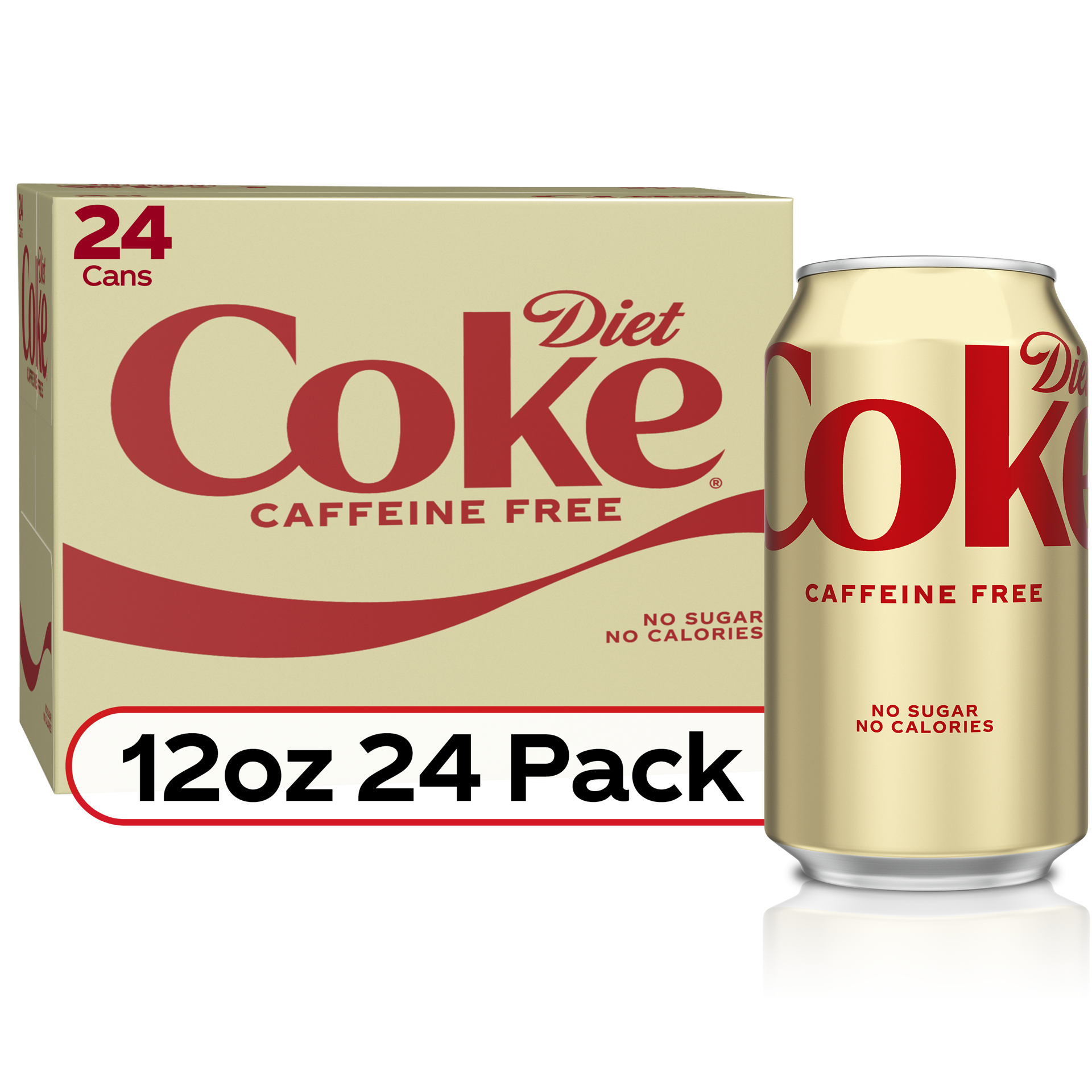 slide 1 of 6, Diet Coke Caffeine Free Soda Soft Drink, 12 fl oz, 24 Pack, 288 fl oz