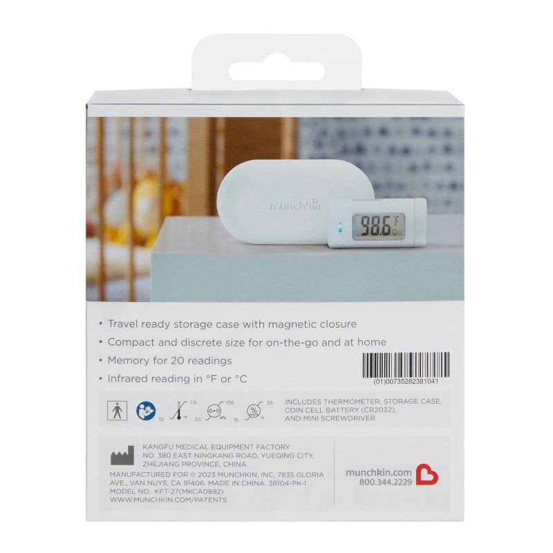 slide 2 of 8, Munchkin Mini Thermometer for Baby & Kids' - No Touch Forehead Thermometer with Travel Case, 1 ct