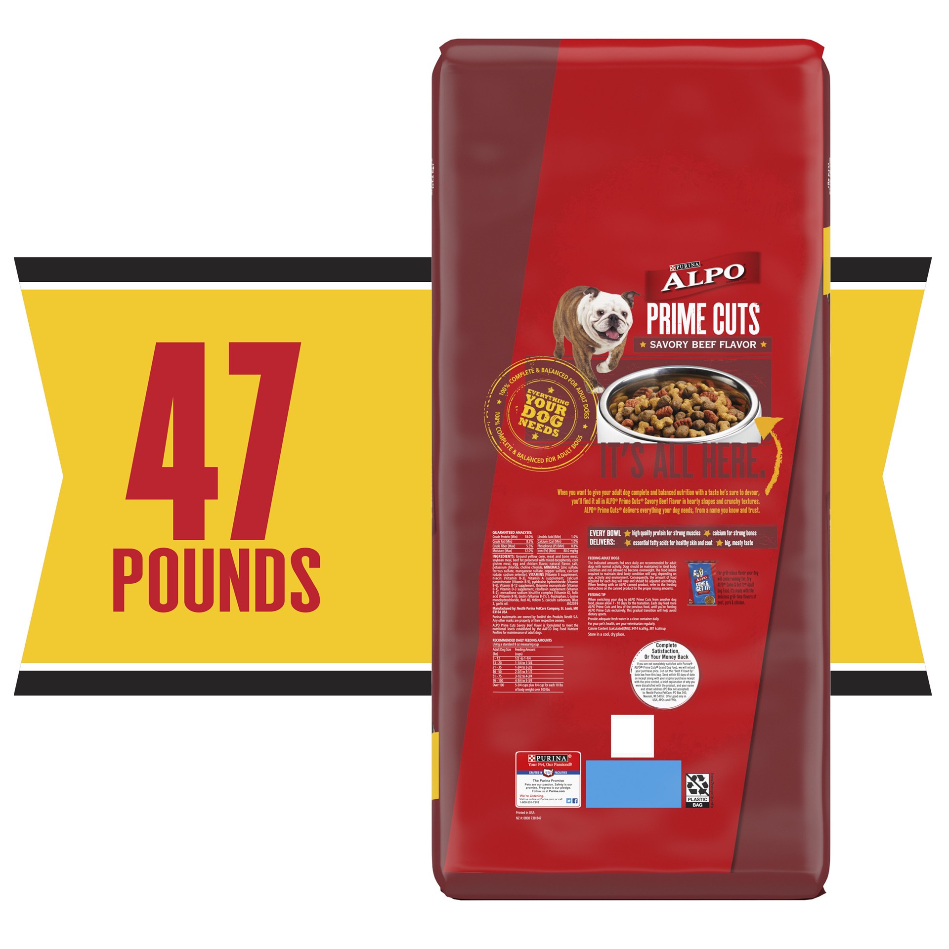 slide 7 of 9, ALPO Purina ALPO Dry Dog Food, Prime Cuts Savory Beef Flavor, 47 lb