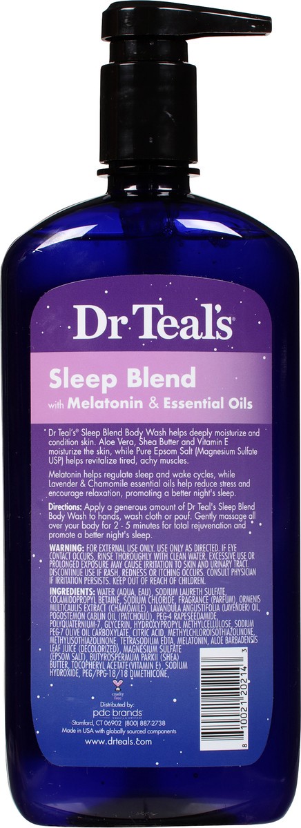 slide 6 of 11, Dr. Teal's with Melatonin & Essential Oils Sleep Blend with Pure Epsom Salt Body Wash 24 fl oz, 24 fl oz