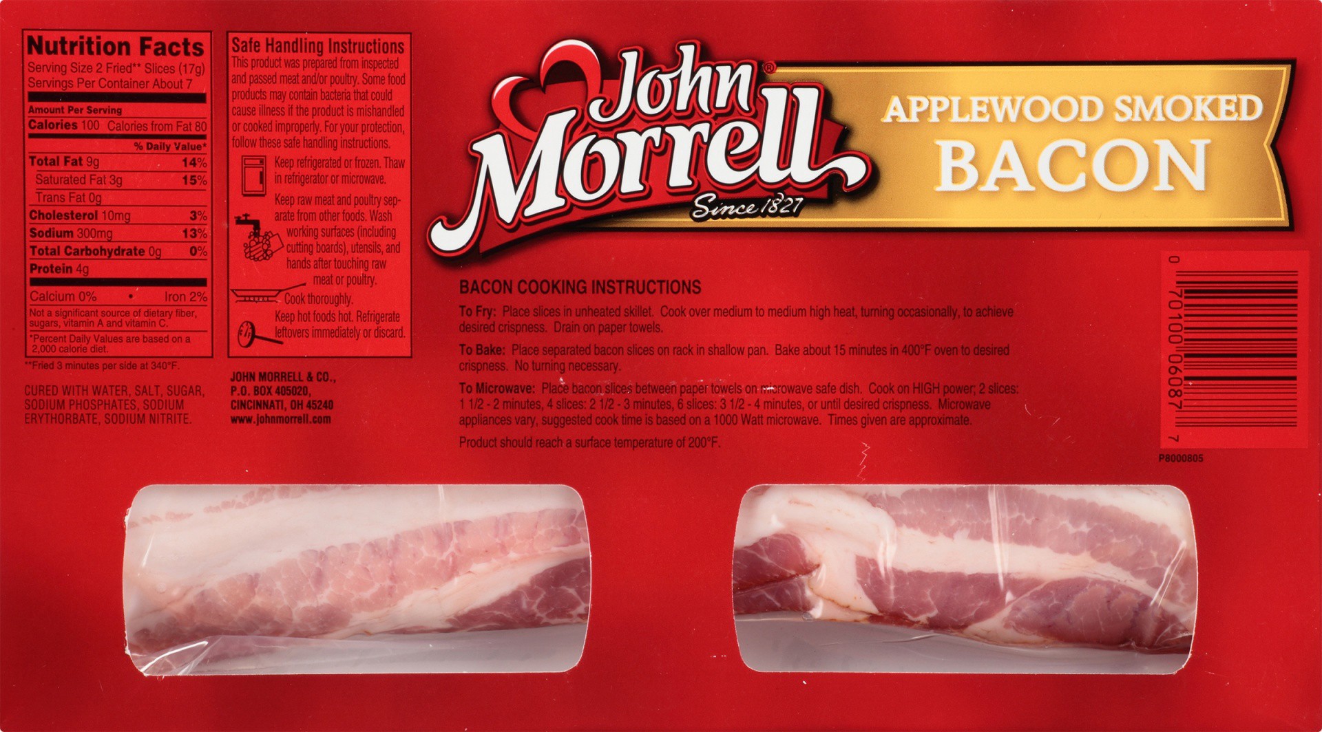 slide 5 of 8, John Morrell Applewood Smoked Bacon, 12 oz