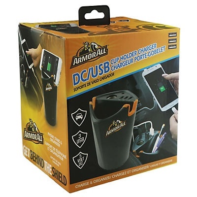 slide 1 of 1, Armor All DC 3 USB Cup Holder Charger, 1 ct