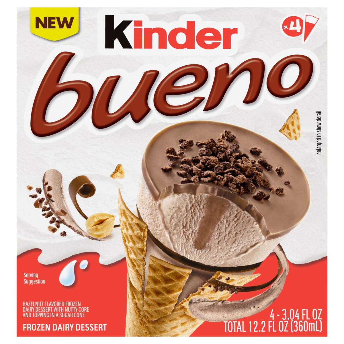 slide 1 of 14, Kinder Bueno Frozen Dessert Cones, 4 pk, 12.2 fl oz