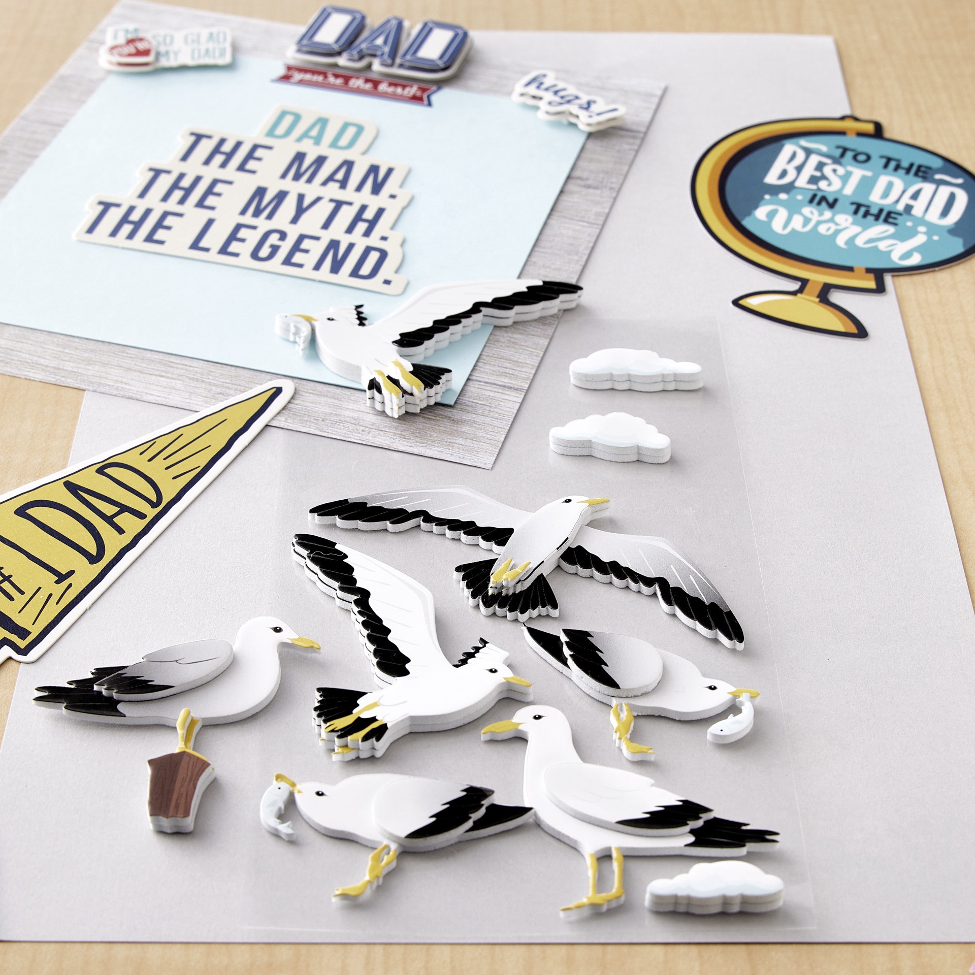 slide 3 of 3, Seagulls Dimensional Stickers By Recollections, 3.75 in x 6.75 in