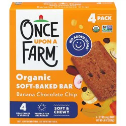 Once Upon a Farm Organic Soft-Baked Banana Chocolate Chip Bars - 4 ct, 4.8 oz