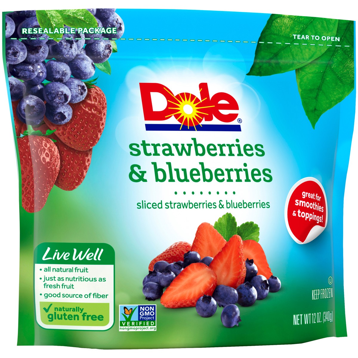 slide 2 of 9, Dole Sliced Strawberries & Blueberries 12 oz. Pouch, 12 oz