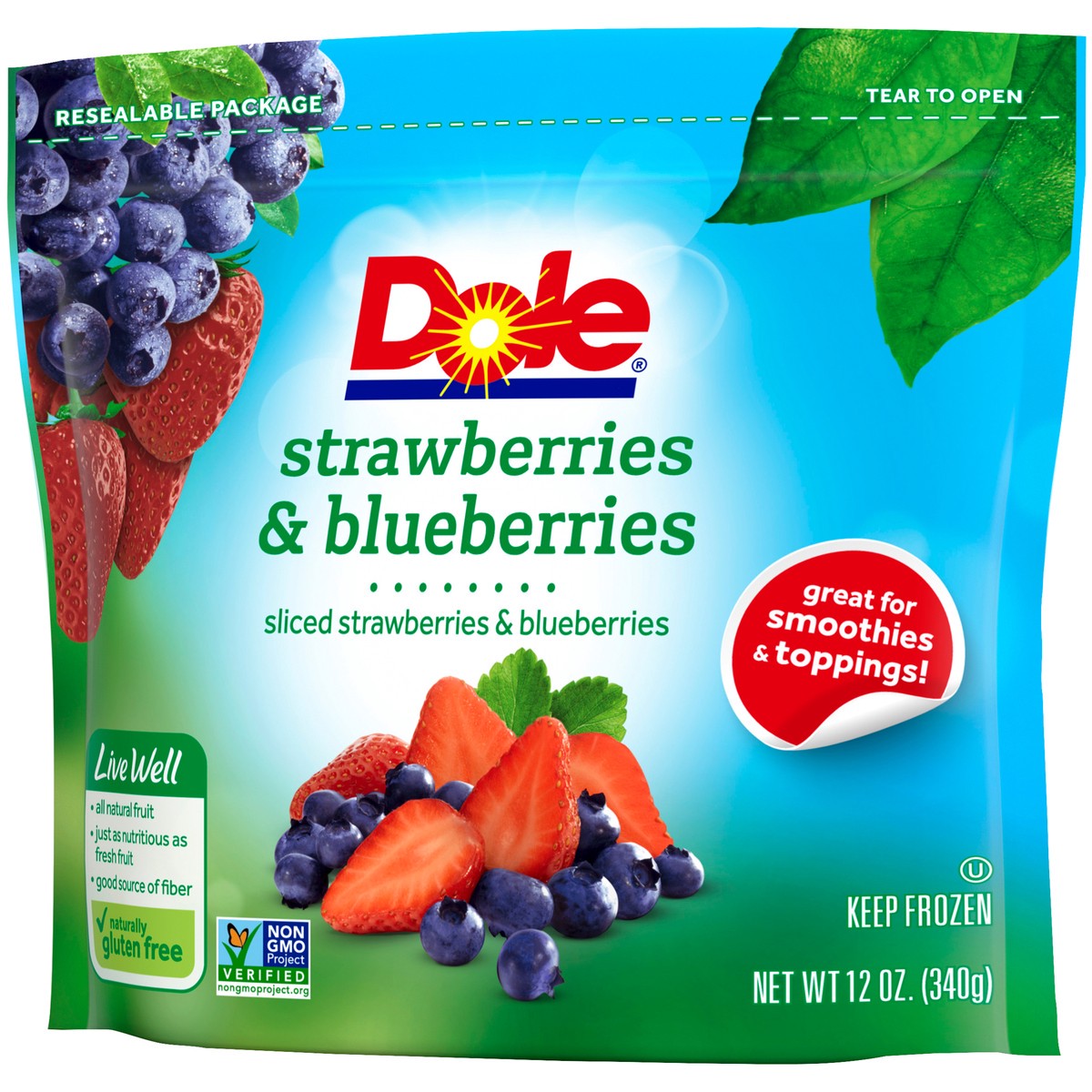 slide 3 of 9, Dole Sliced Strawberries & Blueberries 12 oz. Pouch, 12 oz