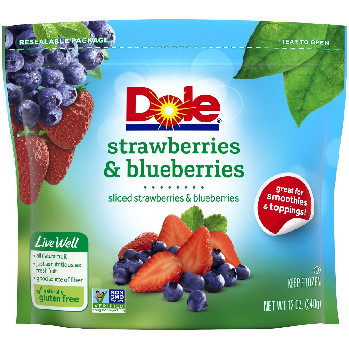 slide 6 of 9, Dole Sliced Strawberries & Blueberries 12 oz. Pouch, 12 oz