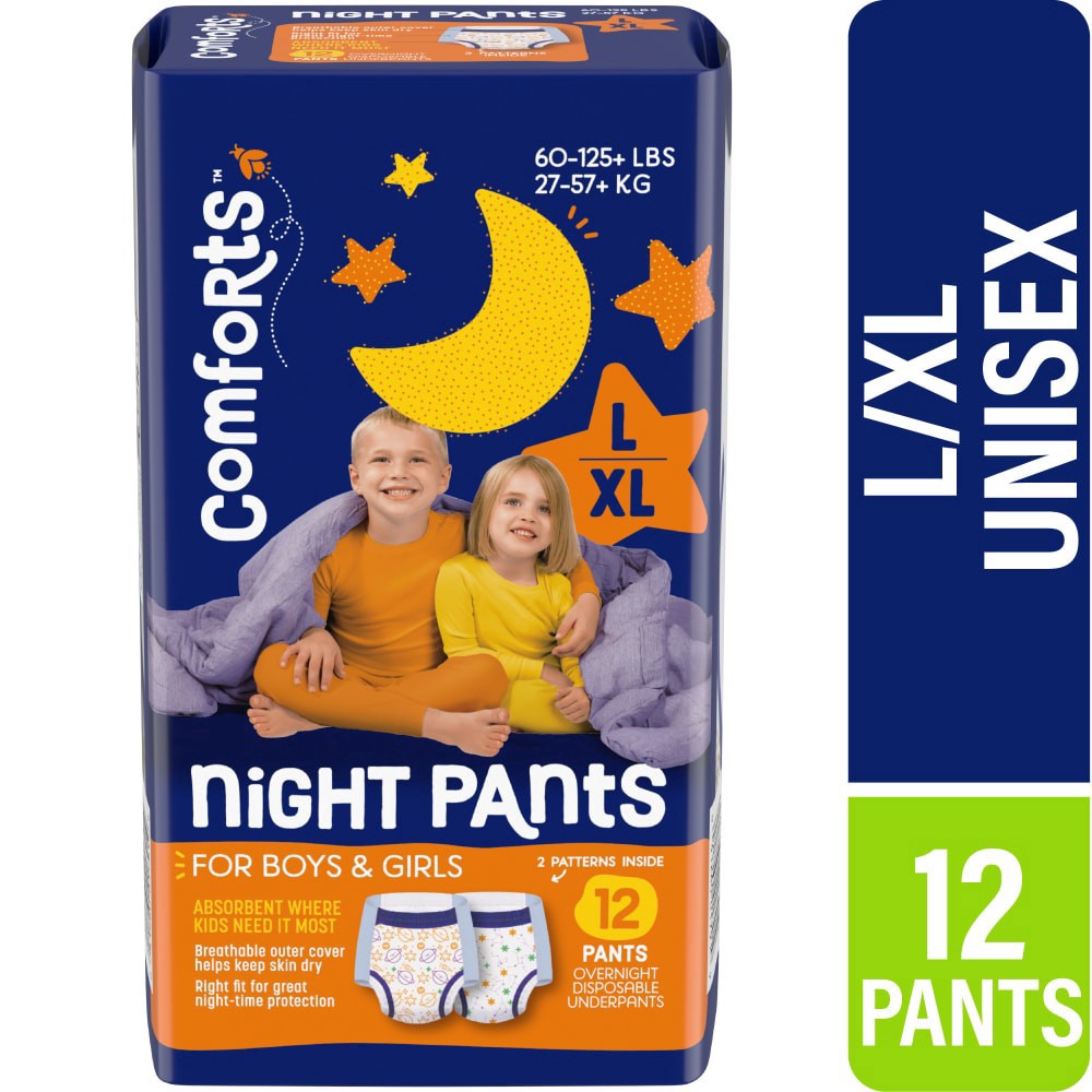 slide 3 of 5, Comforts Nite Pants Lg-Xlg, 12 ct