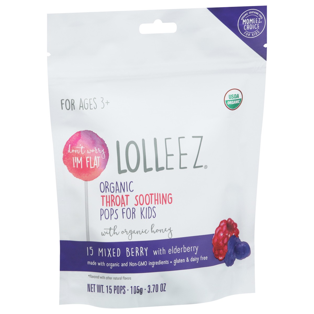 slide 3 of 13, EEZ Co. Lolleez Organic Throat Soothing Pops for Kids, Mixed Berry with Elderberry, 15ct, 1 ct