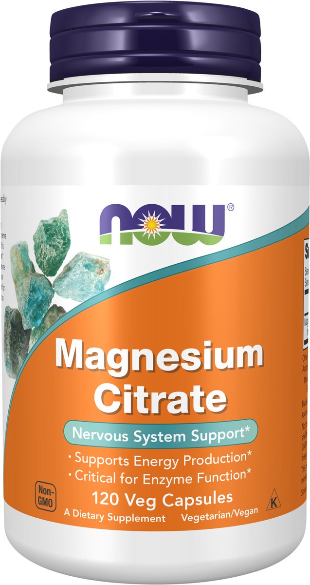 slide 2 of 2, NOW Supplements, Magnesium Citrate, Enzyme Function*, Nervous System Support*, 120 Veg Capsules, 120 ct