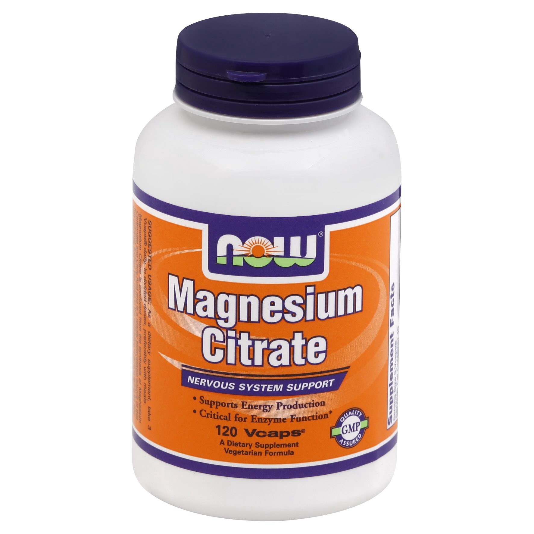 slide 1 of 2, NOW Supplements, Magnesium Citrate, Enzyme Function*, Nervous System Support*, 120 Veg Capsules, 120 ct