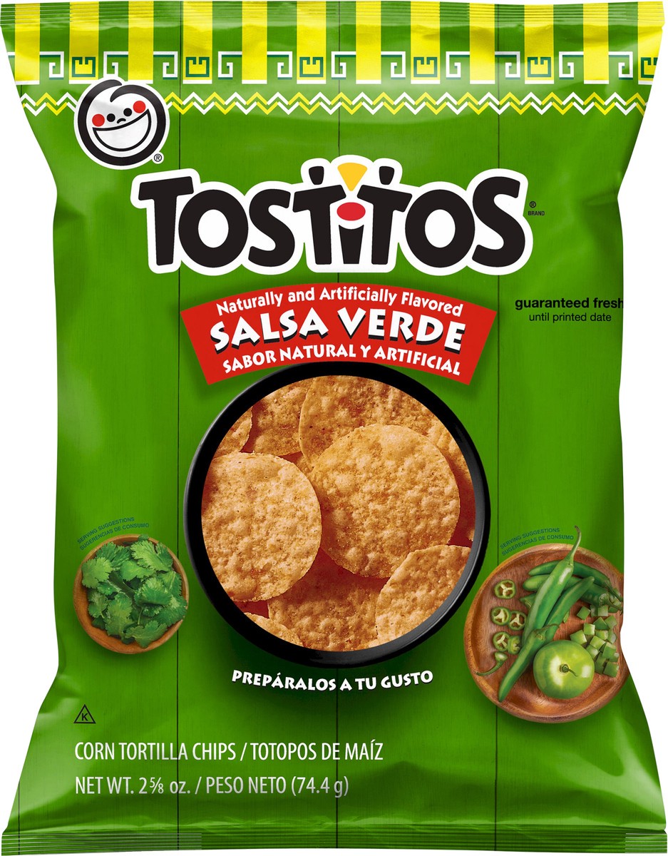 slide 8 of 9, Tostitos Corn Tortilla Chips Salsa Verde Naturally And Artificially Flavored - 2.62 oz, 2.62 oz