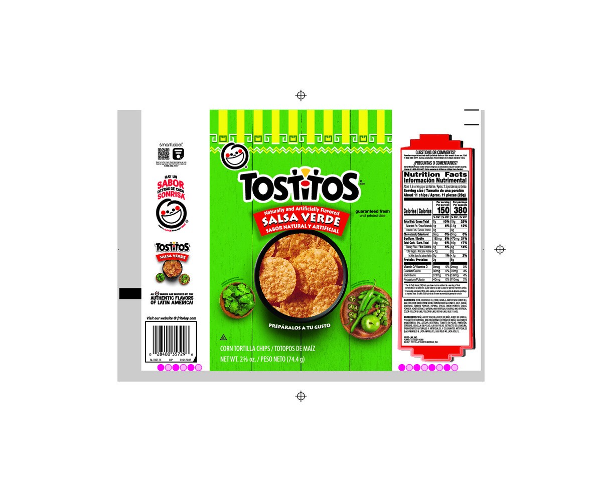 slide 5 of 9, Tostitos Corn Tortilla Chips Salsa Verde Naturally And Artificially Flavored - 2.62 oz, 2.62 oz
