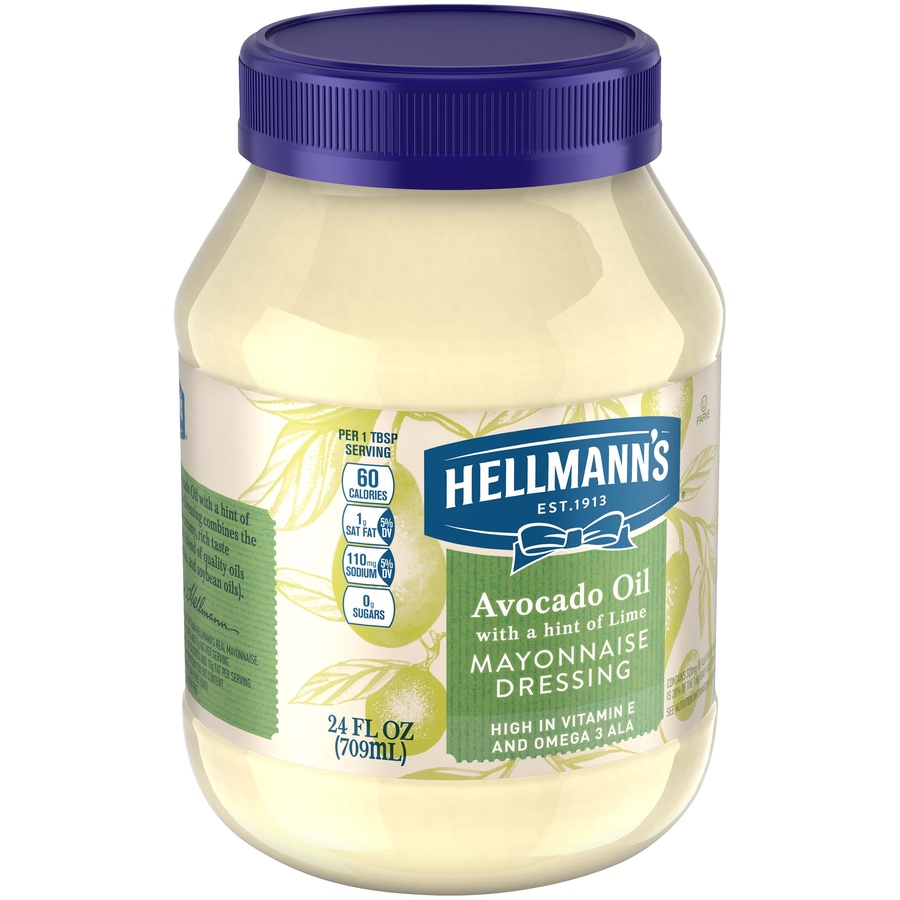 slide 2 of 5, Hellmann's Avocado Oil Mayonnaise Dressing With A Hint Of Lime, 24 fl oz