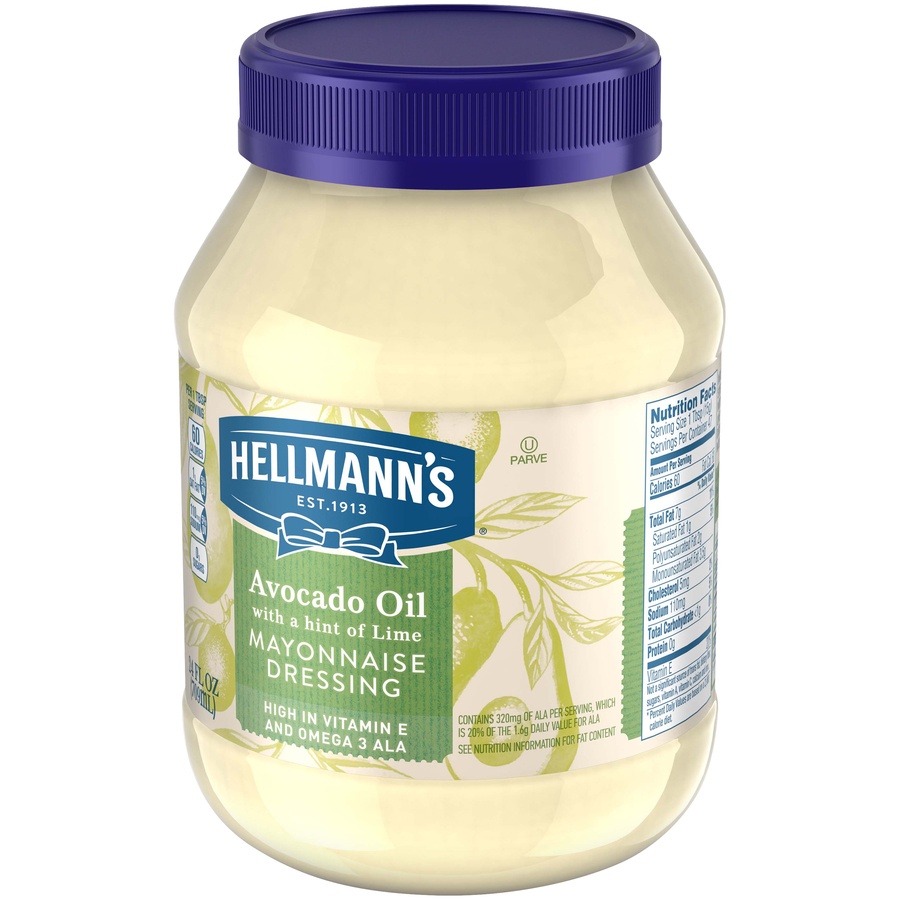 slide 3 of 5, Hellmann's Avocado Oil Mayonnaise Dressing With A Hint Of Lime, 24 fl oz