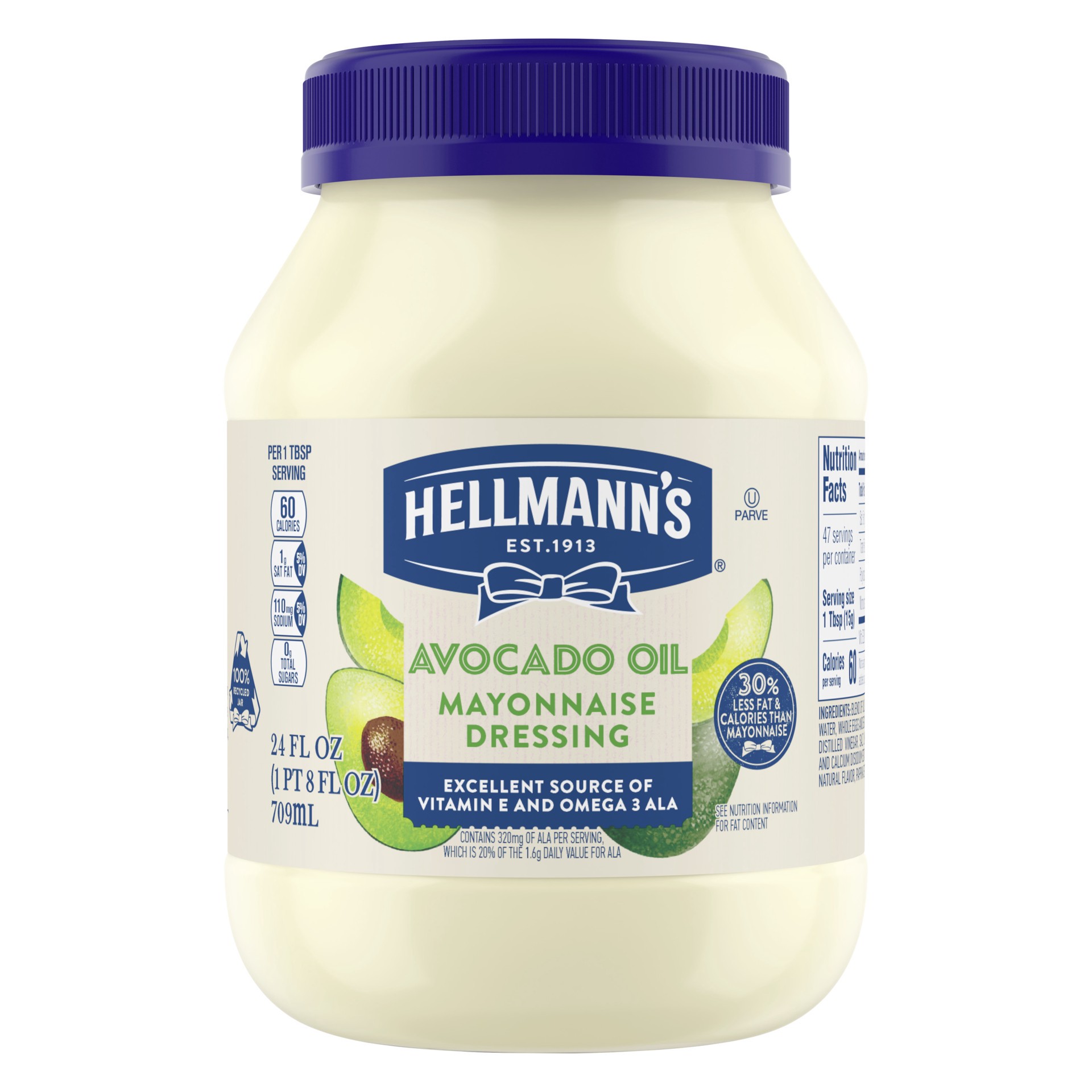 slide 1 of 4, Hellmann's Hellmanns Avocado Mayonnaise, 24 oz