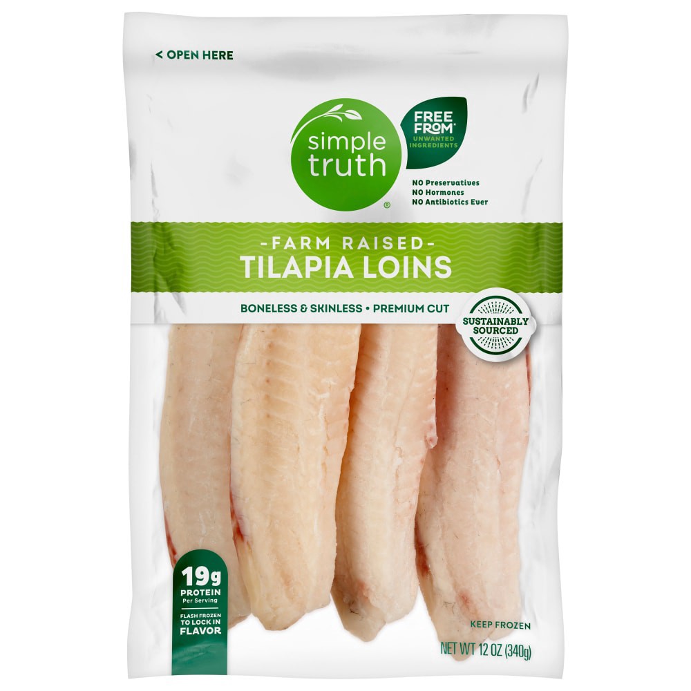 slide 2 of 2, Simple Truth Farmed Raised Tilapia Loins, 12 oz