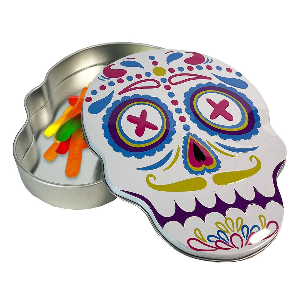 slide 3 of 4, Original Gourmet Day of the Dead Single-Serve Gummy Worm Tin - Assorted, 1.34 oz