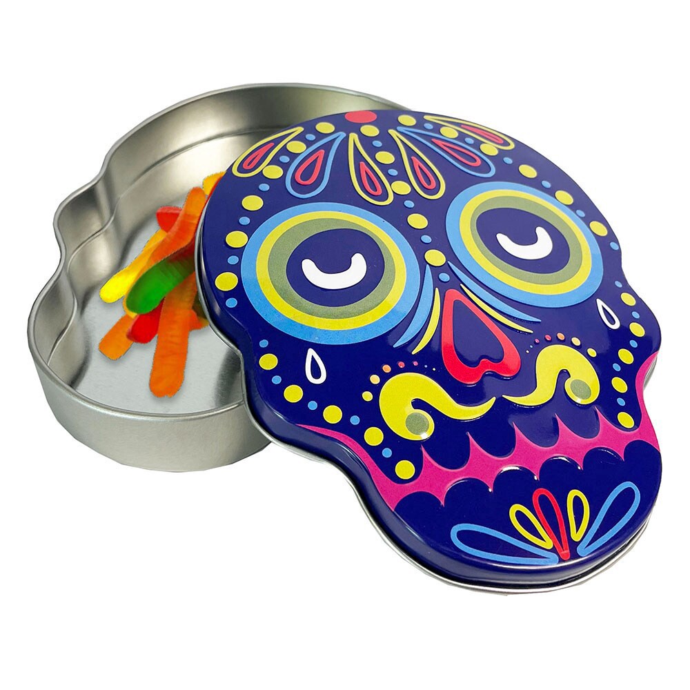 slide 2 of 4, Original Gourmet Day of the Dead Single-Serve Gummy Worm Tin - Assorted, 1.34 oz