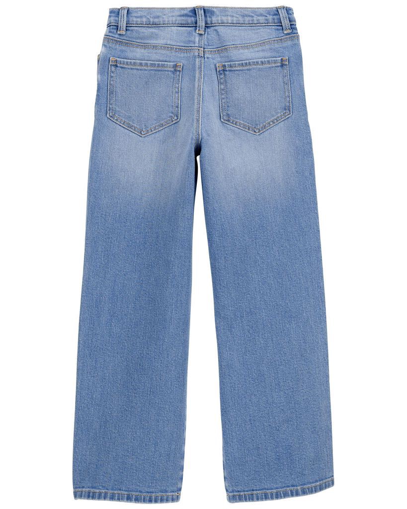 slide 2 of 3, Oshkosh Kid Iconic Denim Wide-Leg Jeans: Rip & Repair Remix 90s Wash 5, 1 ct
