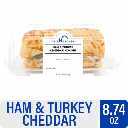 slide 1 of 3, Deli Kitchen Ham & Turkey Cheddar Hoagie Sandwich, 8.74 oz