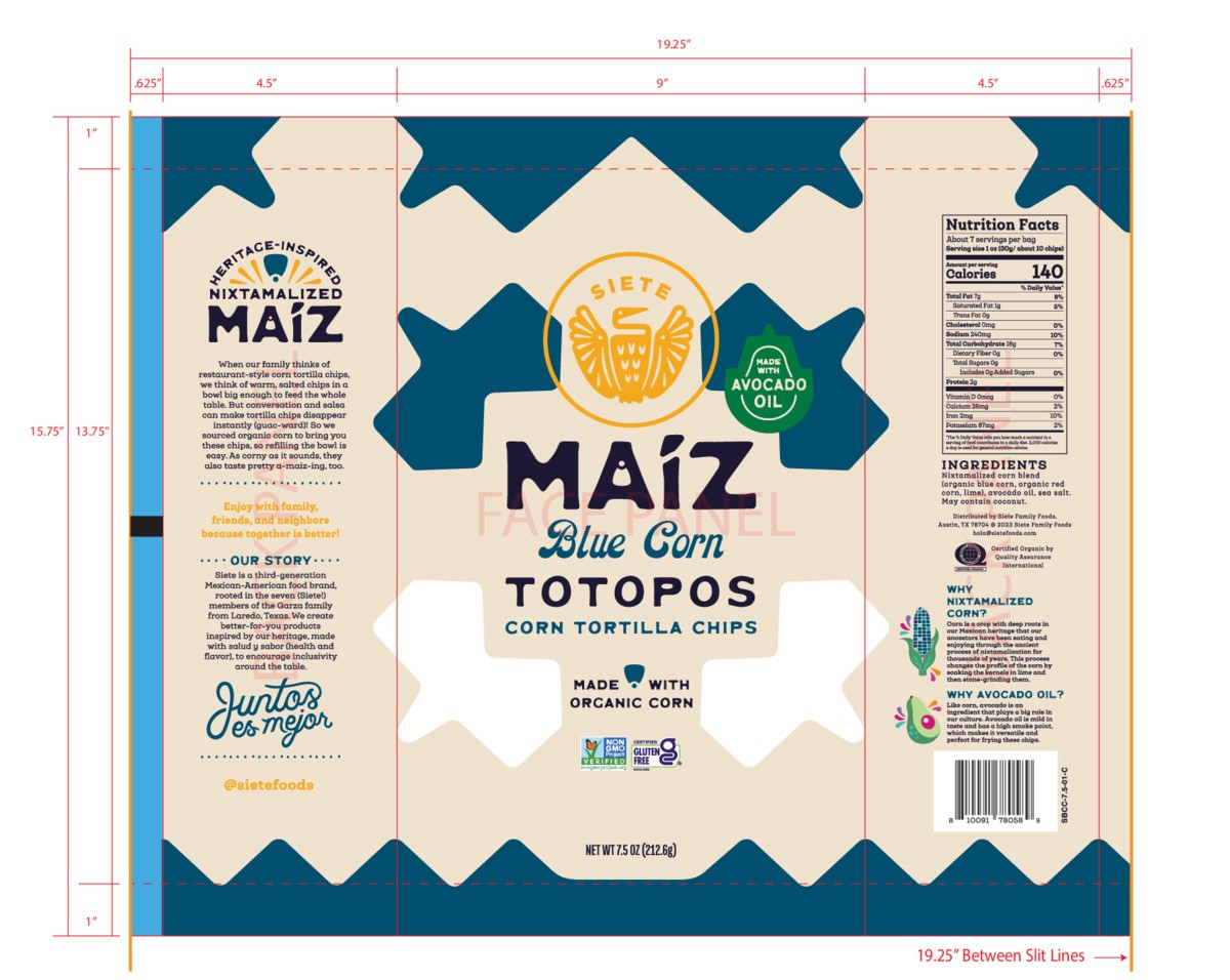 slide 4 of 9, Siete 7.5oz Sea Salt Blue Corn Tortilla Chip, 7.5 oz