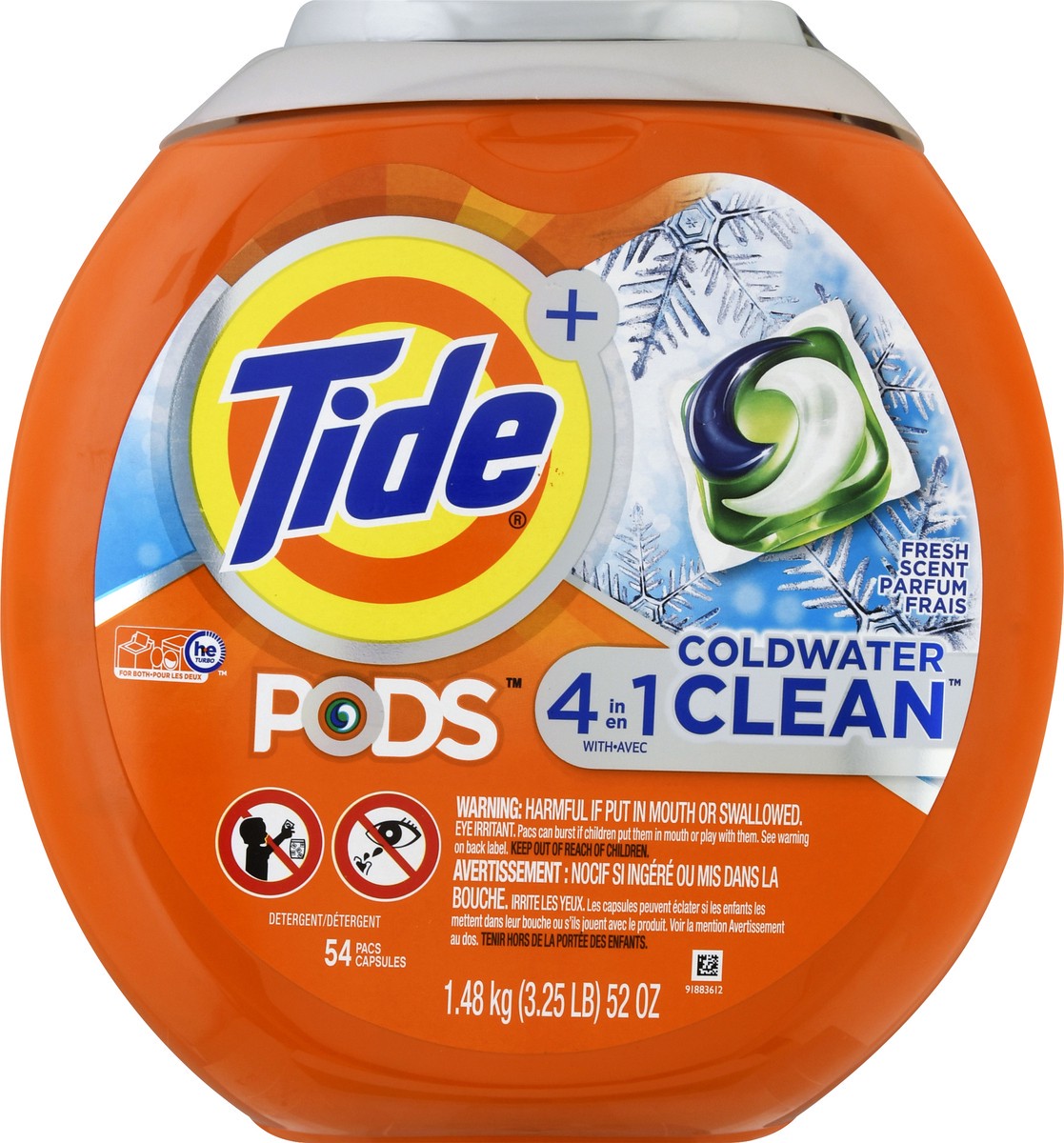 slide 2 of 10, Tide 4 In 1 Coldwater Clean Fresh Scent Detergent 54 ea, 54 ct