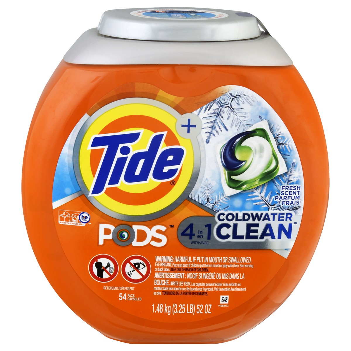 slide 1 of 10, Tide 4 In 1 Coldwater Clean Fresh Scent Detergent 54 ea, 54 ct