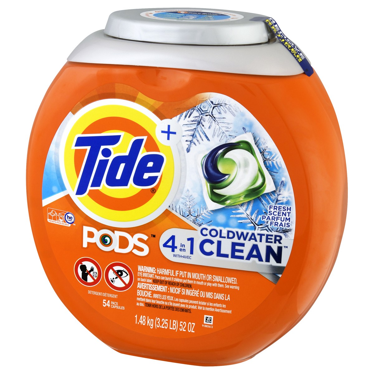 slide 7 of 10, Tide 4 In 1 Coldwater Clean Fresh Scent Detergent 54 ea, 54 ct