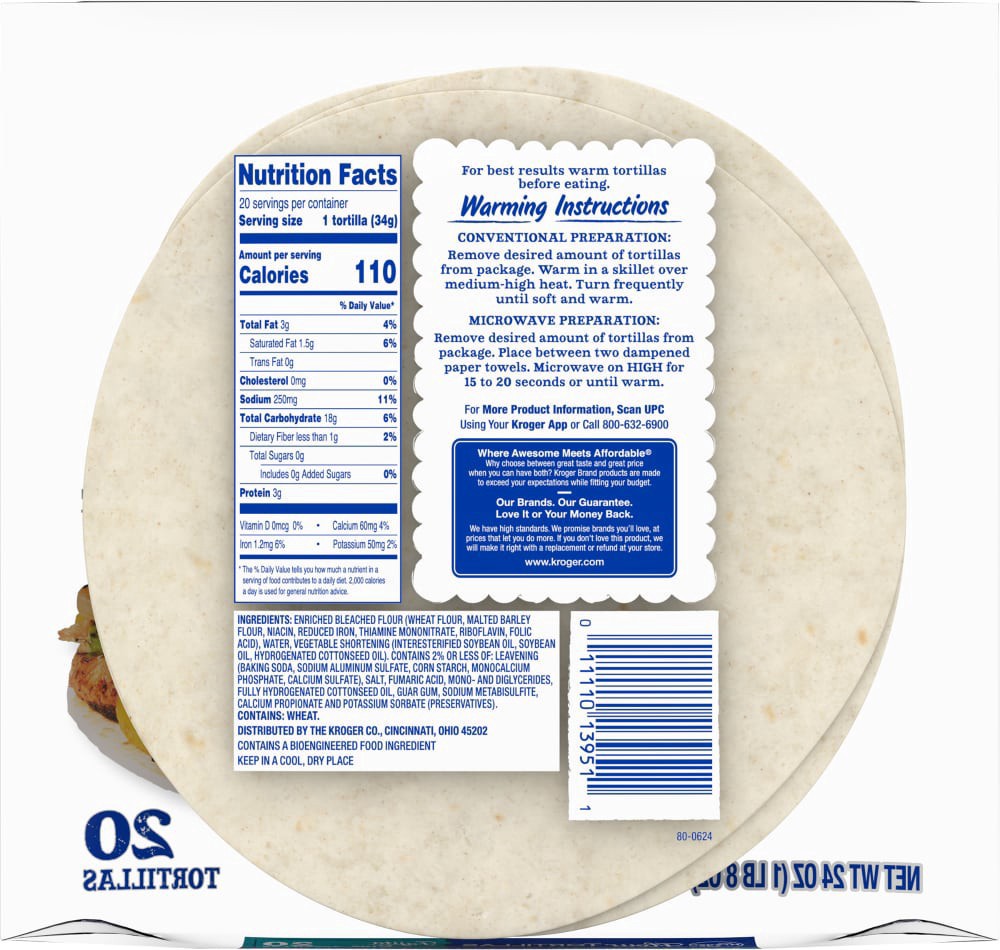 slide 3 of 3, Kroger Fajita Flour Tortillas, 20 ct / 24 oz