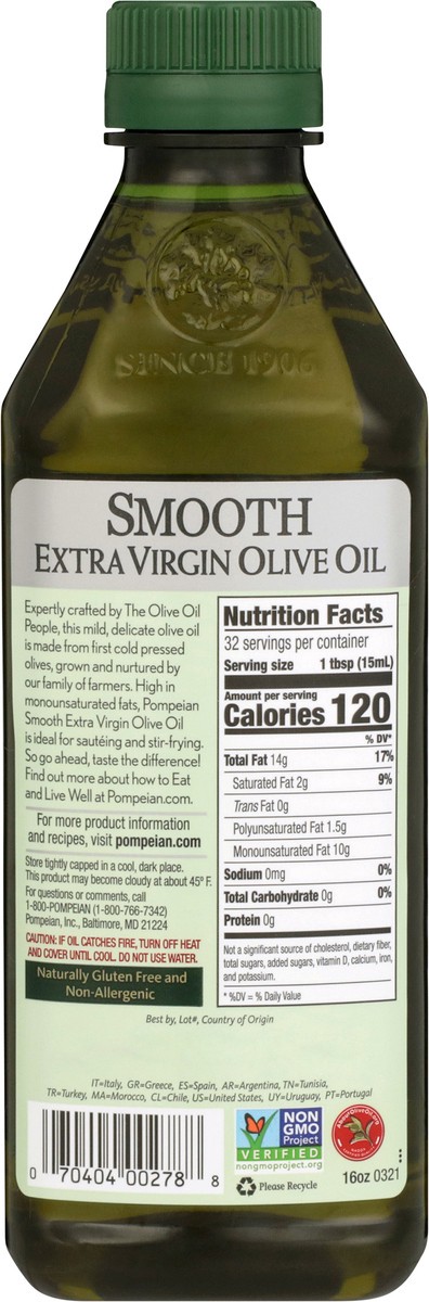 slide 4 of 9, Pompeian 16 oz Pompeian Smooth Extra Virgin Olive Oil, 16 fl oz