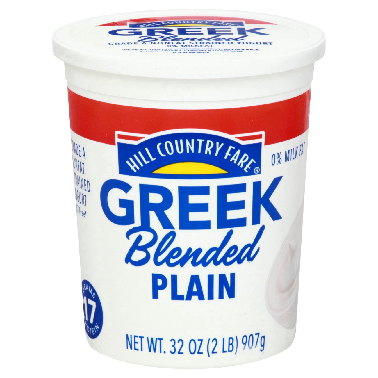 slide 1 of 1, Hill Country Fare Blended Plain Greek Yogurt&nbsp;, 32 oz