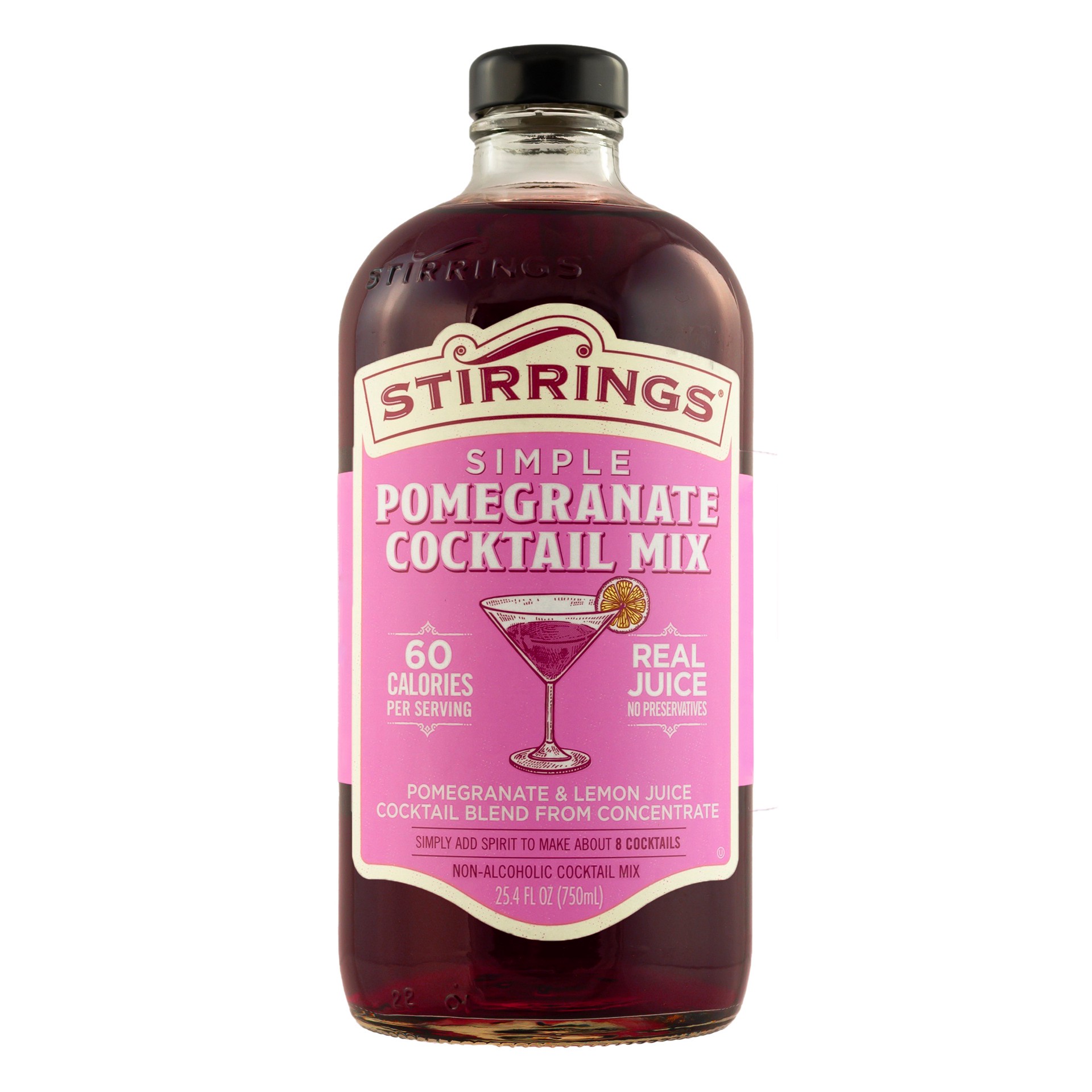 slide 1 of 2, Stirrings Pomegranate Cocktail Mix, Non Alcoholic Cocktail Mixer, 750ml Bottle, 750 ml