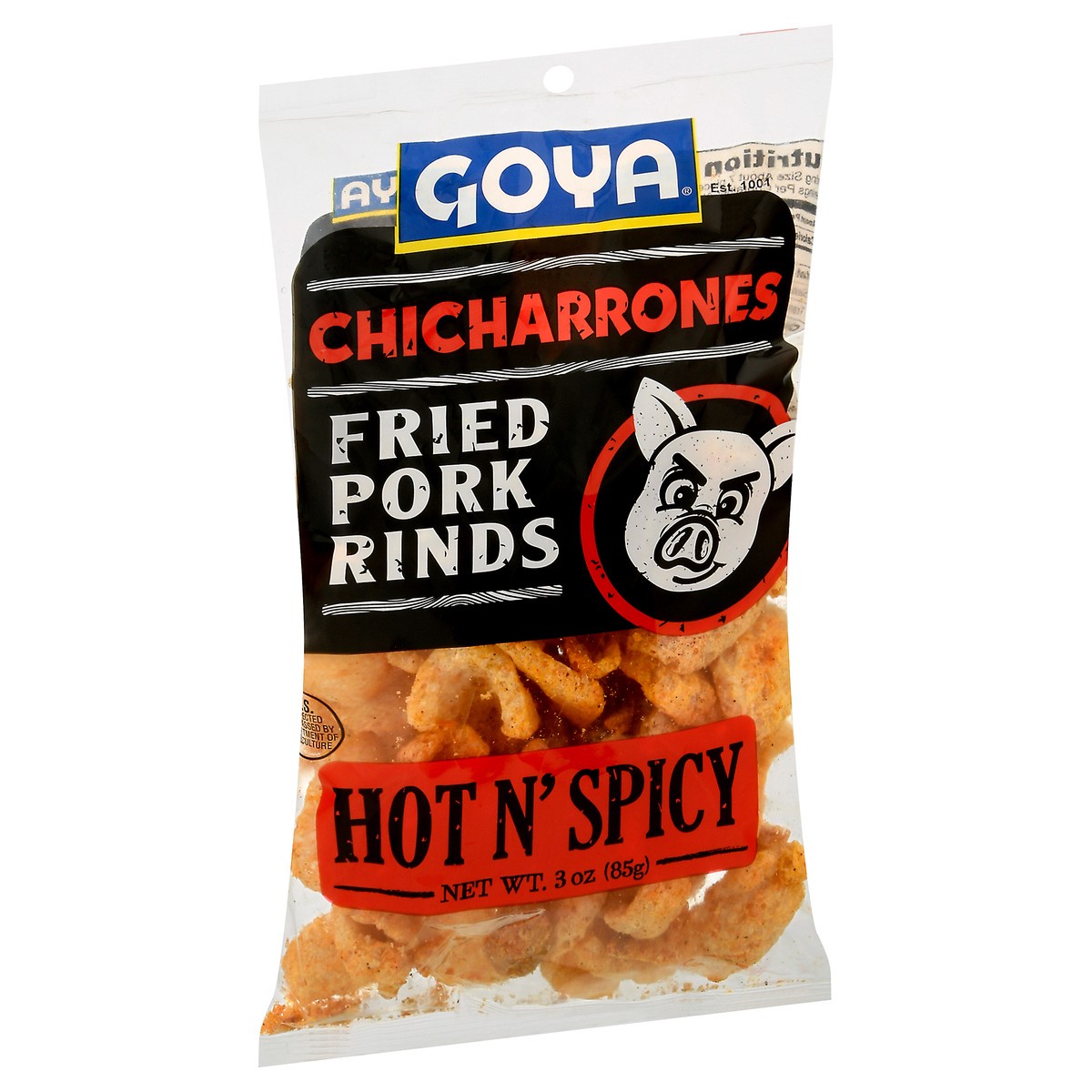 slide 5 of 9, Goya Hot N' Spicy Chicharonnes Fried Pork Rinds 3 oz, 3 oz