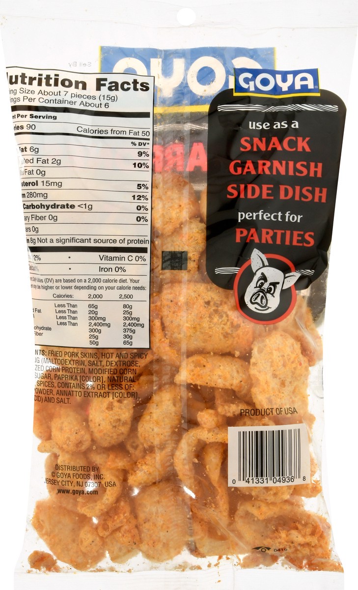 slide 8 of 9, Goya Hot N' Spicy Chicharonnes Fried Pork Rinds 3 oz, 3 oz