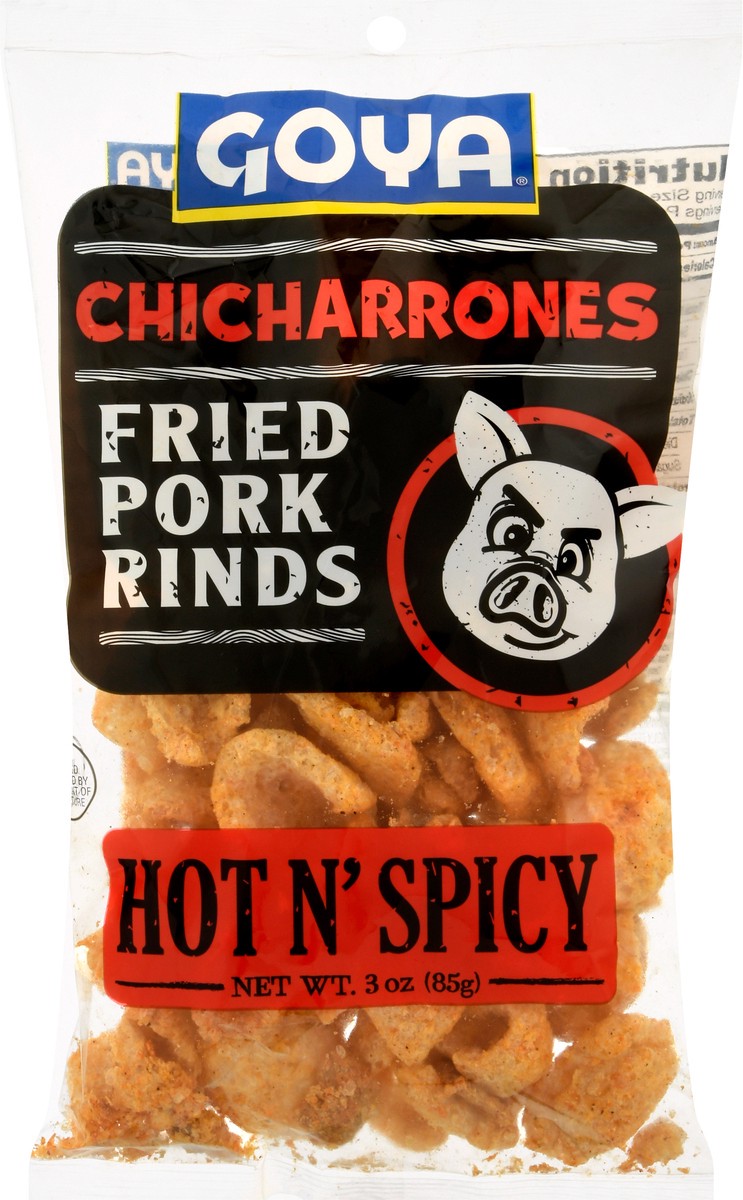 slide 2 of 9, Goya Hot N' Spicy Chicharonnes Fried Pork Rinds 3 oz, 3 oz