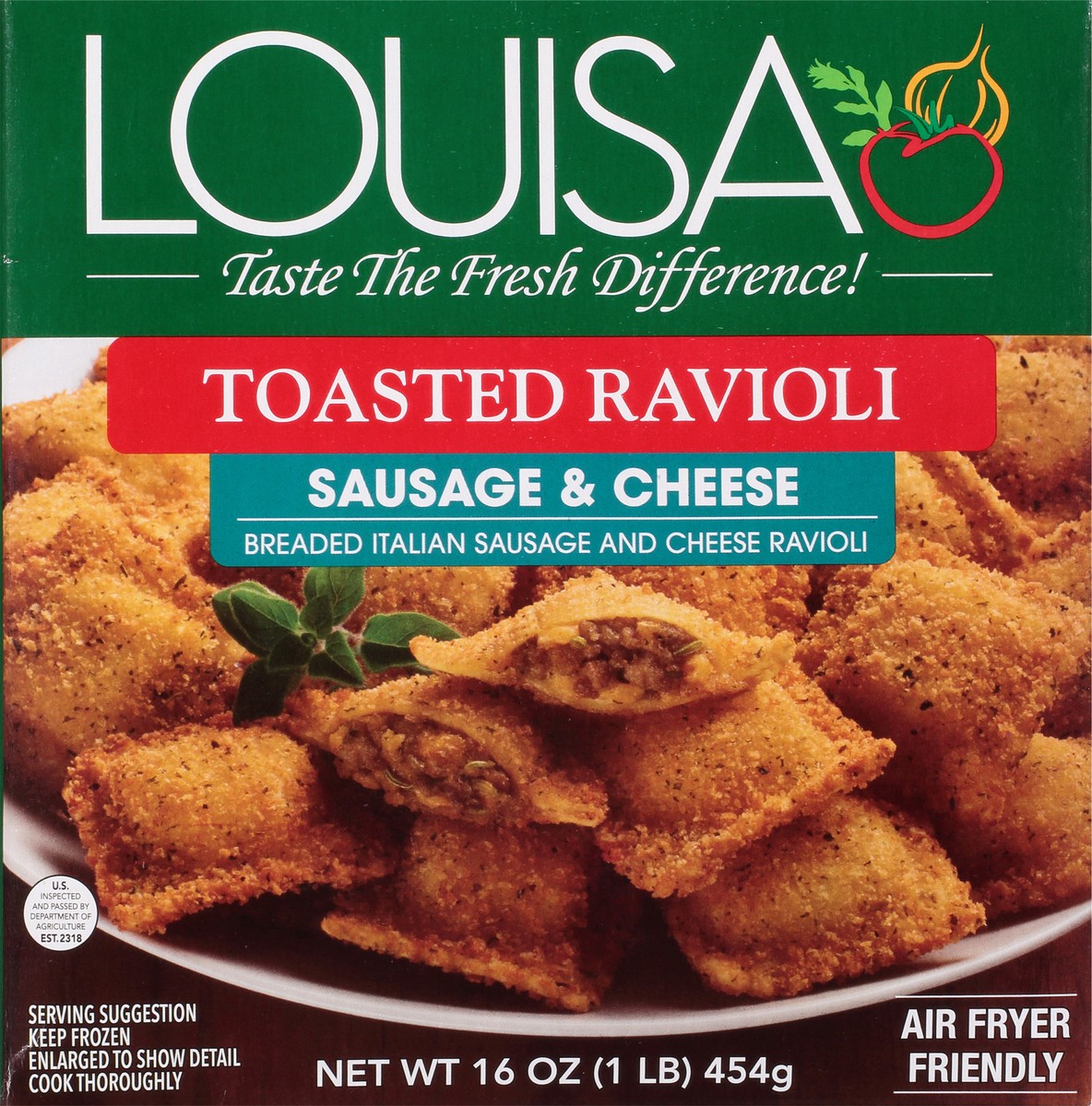 slide 1 of 9, Louisa Sausage & Cheese Toasted Ravioli 16 oz Box, 16 oz