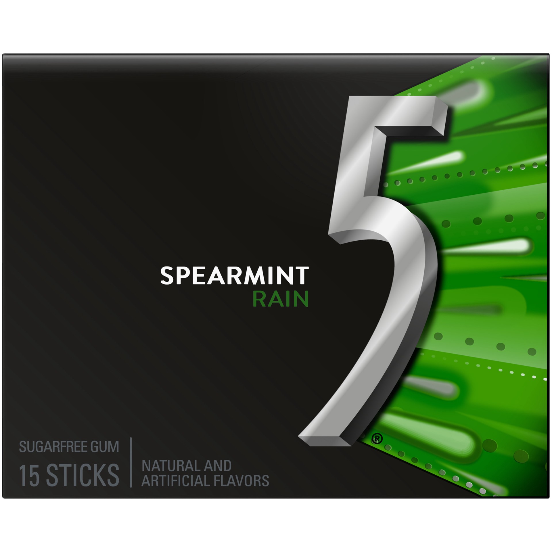 slide 1 of 8, 5 GUM Spearmint Rain Sugar Free Chewing Gum, 15 Sticks, 15 pc