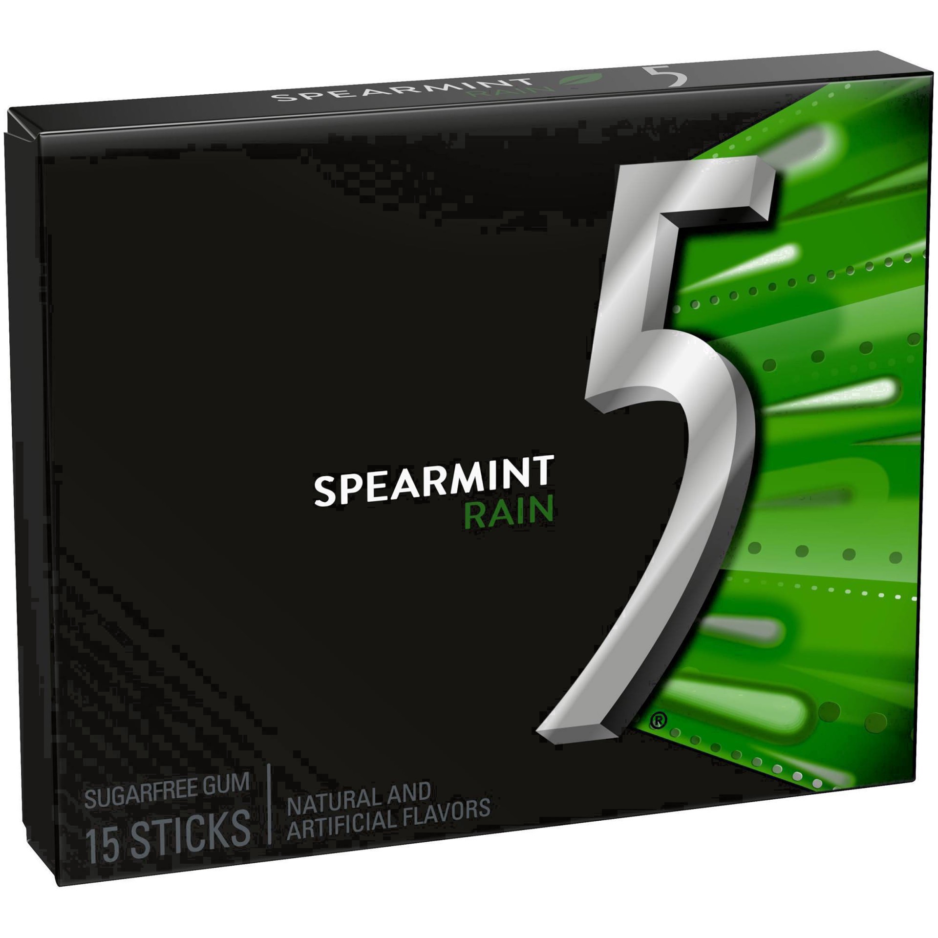 slide 62 of 68, 5 Spearmint Rain Sugarfree Gum, 15 Ct, 