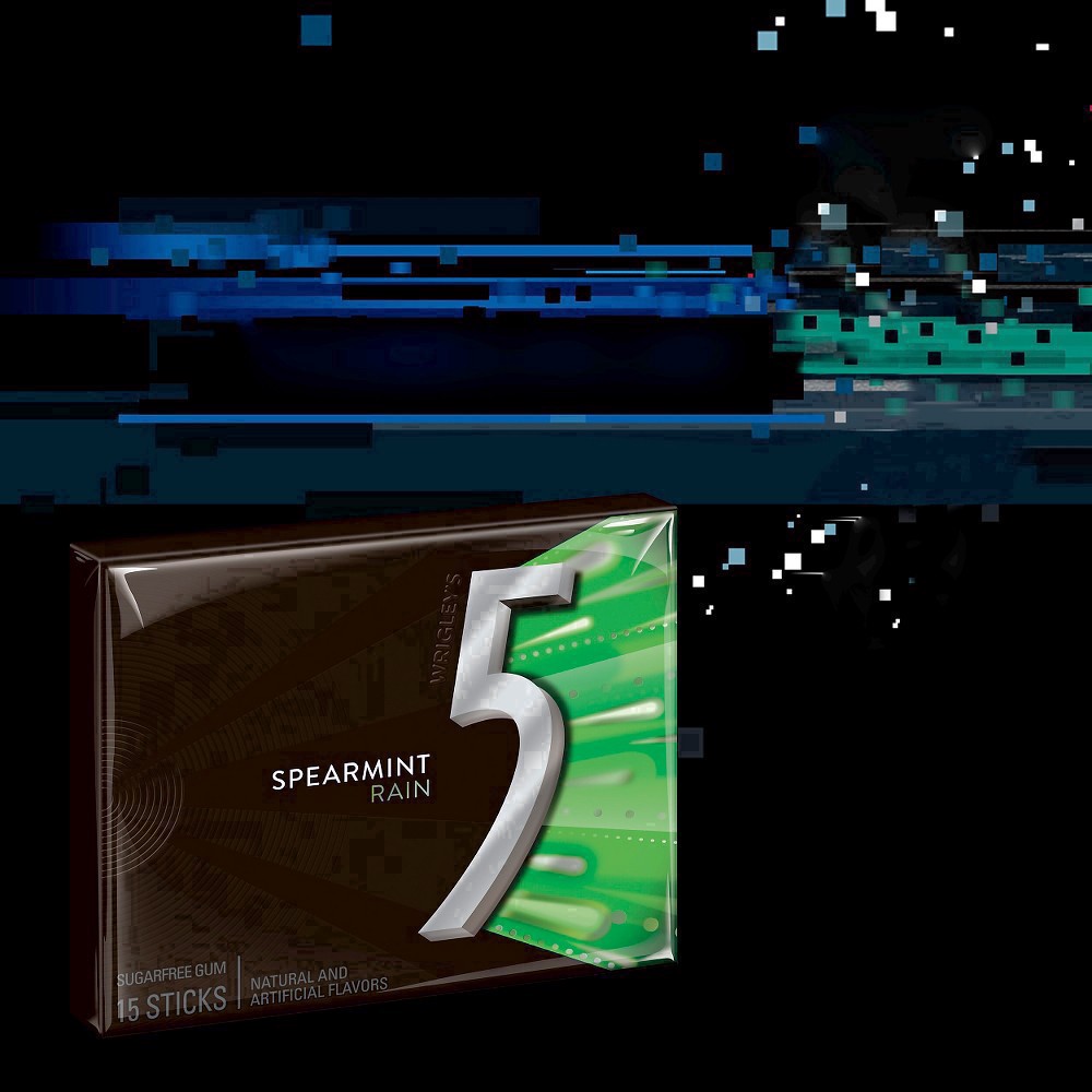 slide 35 of 68, 5 Wrigley's 5 Spearmint Rain Sugarfree Gum, 18 ct