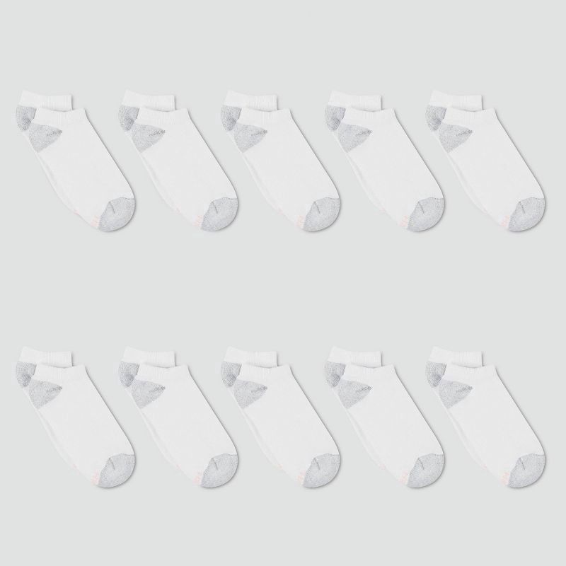 slide 1 of 3, Hanes Women's 10pk Cushioned No Show Socks - White 5-9, 10 ct