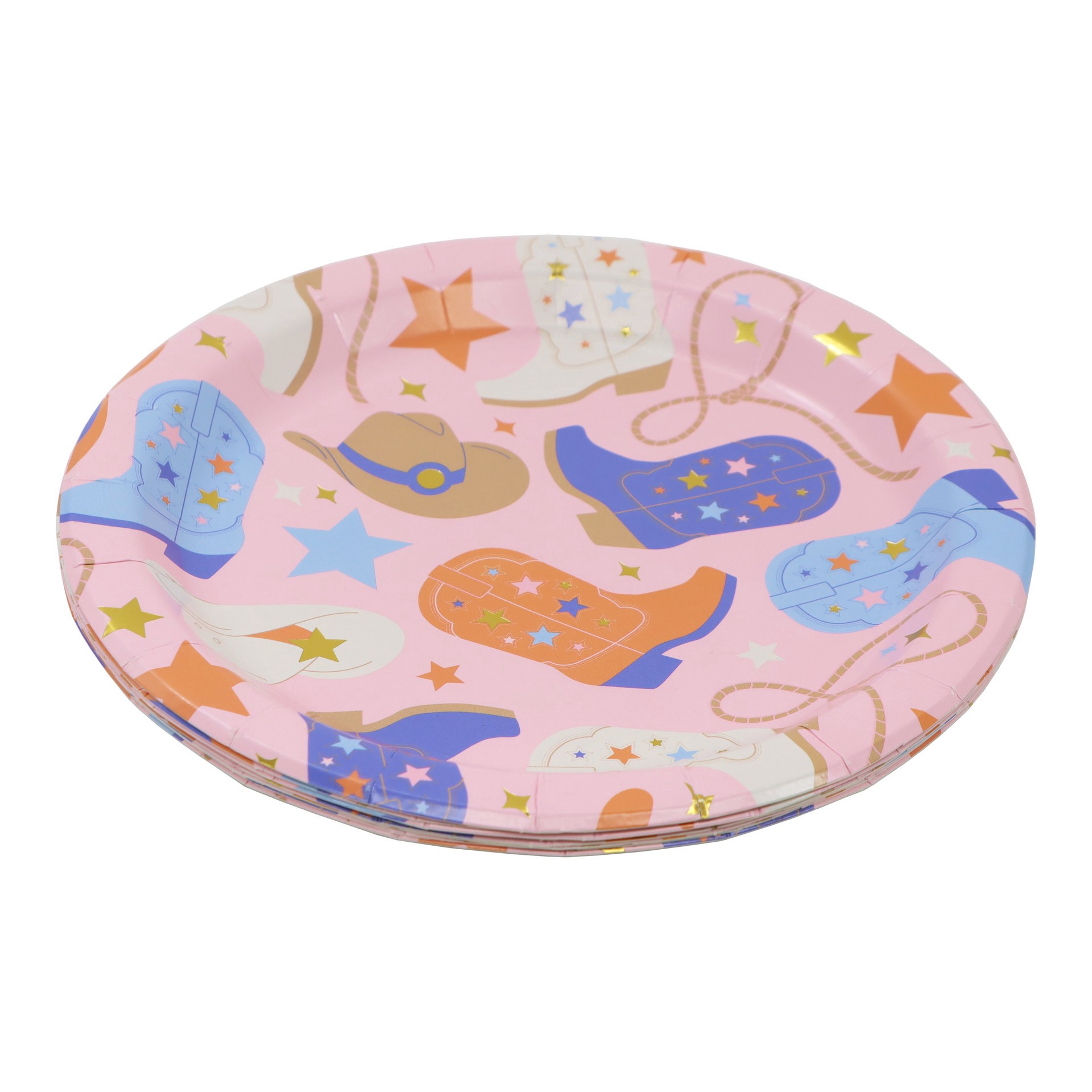 slide 2 of 2, 7" Pink Western Wear Paper Dinner Plates, 8ct. By Celebrate It, 8 ct